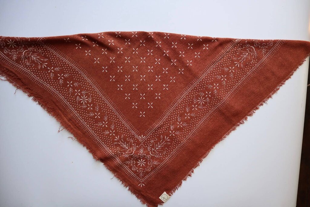 Eco Raw Studio - Plant-dyed Raw Silk Bandana - Terracotta + White