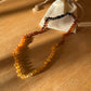 Canyon Leaf - Ombre Raw Baltic Sea Amber Knotted Strand Necklace - Adult 16" (dark clasp)