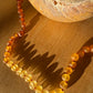Canyon Leaf - Ombre Raw Baltic Sea Amber Knotted Strand Necklace - Adult 16" (dark clasp)