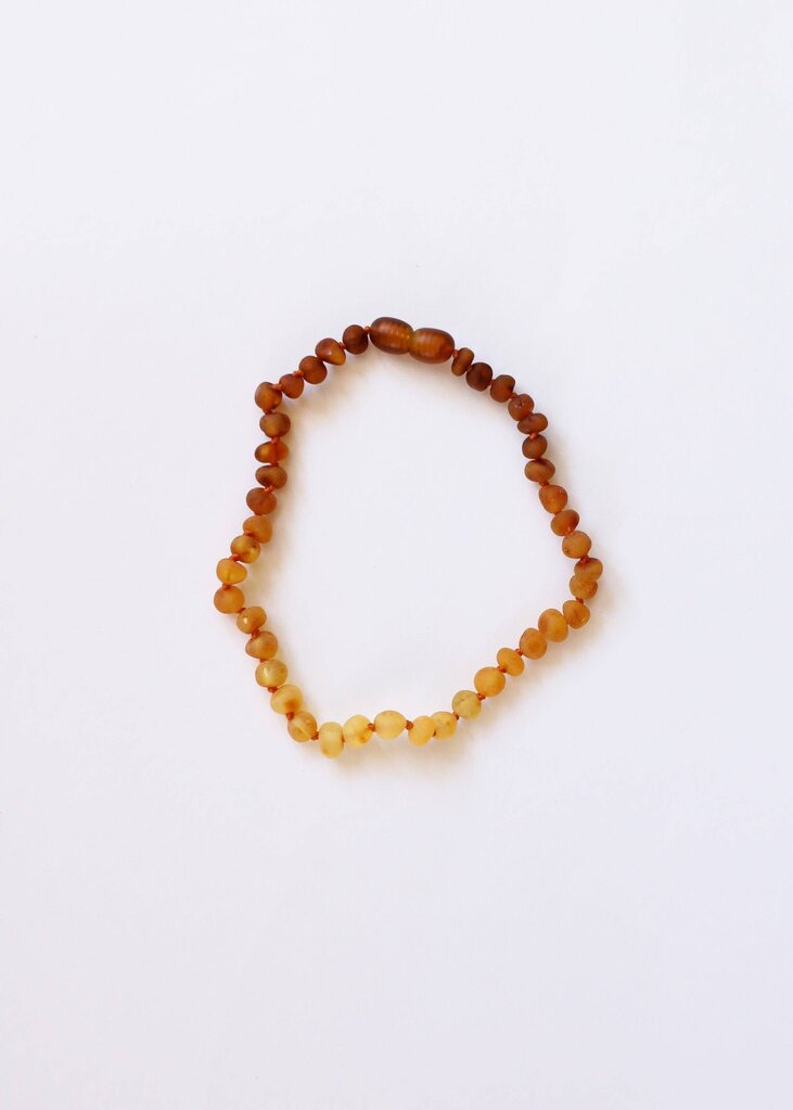 Canyon Leaf - Ombre Raw Baltic Amber Knotted Strand Necklace - Baby