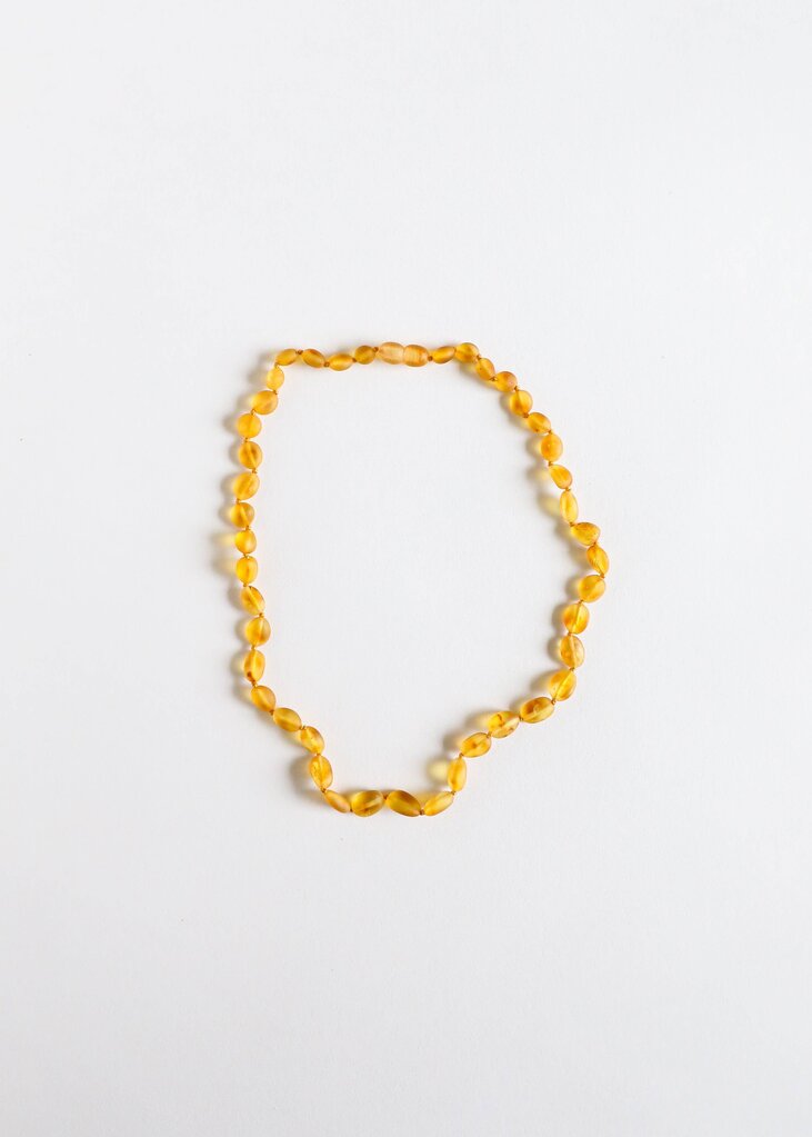 Canyon Leaf - Honey Baltic Amber Knotted Strand Necklace - Adult 16"