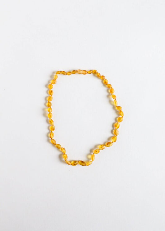 Canyon Leaf - Honey Baltic Amber Knotted Strand Necklace - Adult 16"