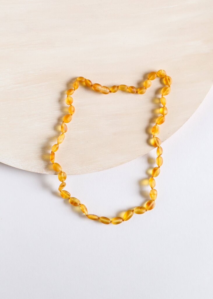 Canyon Leaf - Honey Baltic Amber Knotted Strand Necklace - Adult 16"