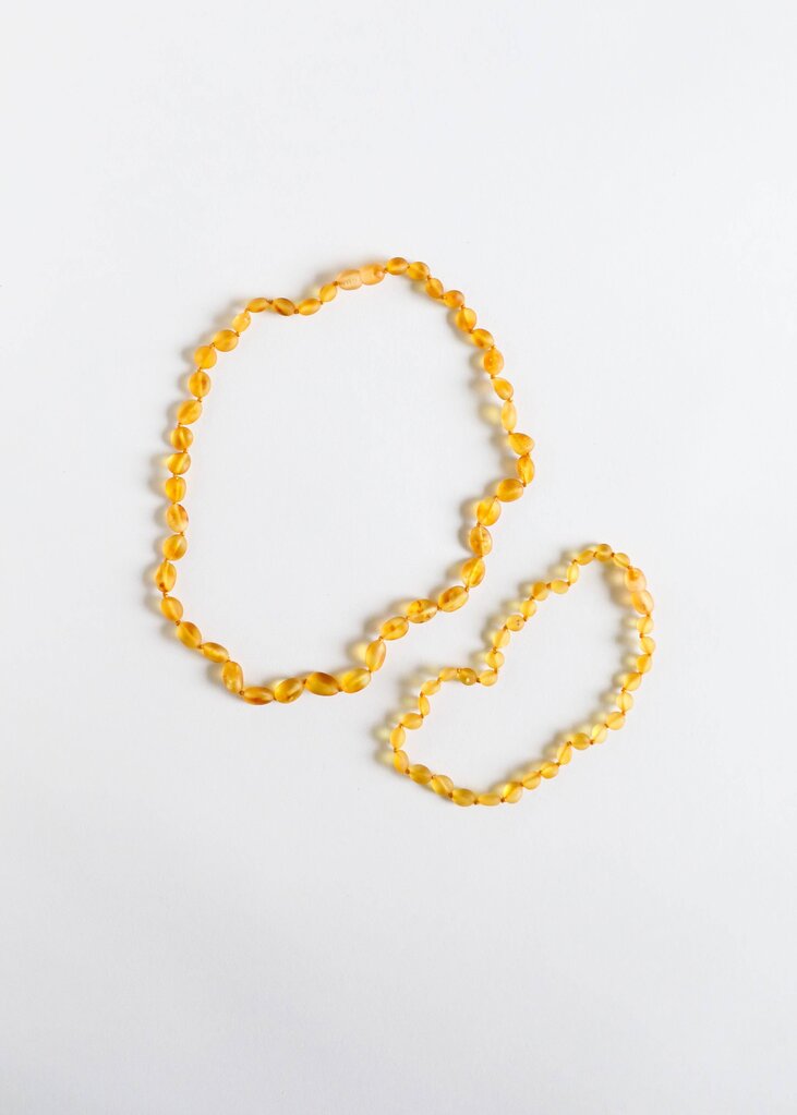 Canyon Leaf - Honey Baltic Amber Knotted Strand Necklace - Adult 16"