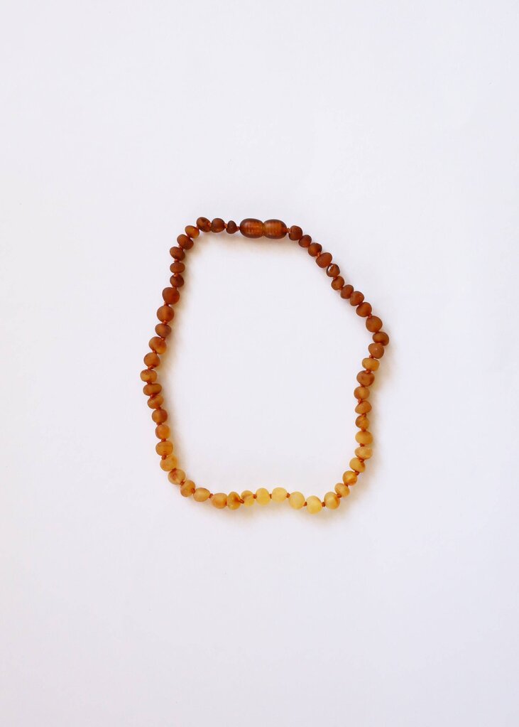 Canyon Leaf - Ombre Raw Baltic Amber Knotted Strand Necklace - Baby