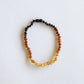 Canyon Leaf - Ombre Raw Baltic Sea Amber Knotted Strand Necklace - Adult 16" (dark clasp)