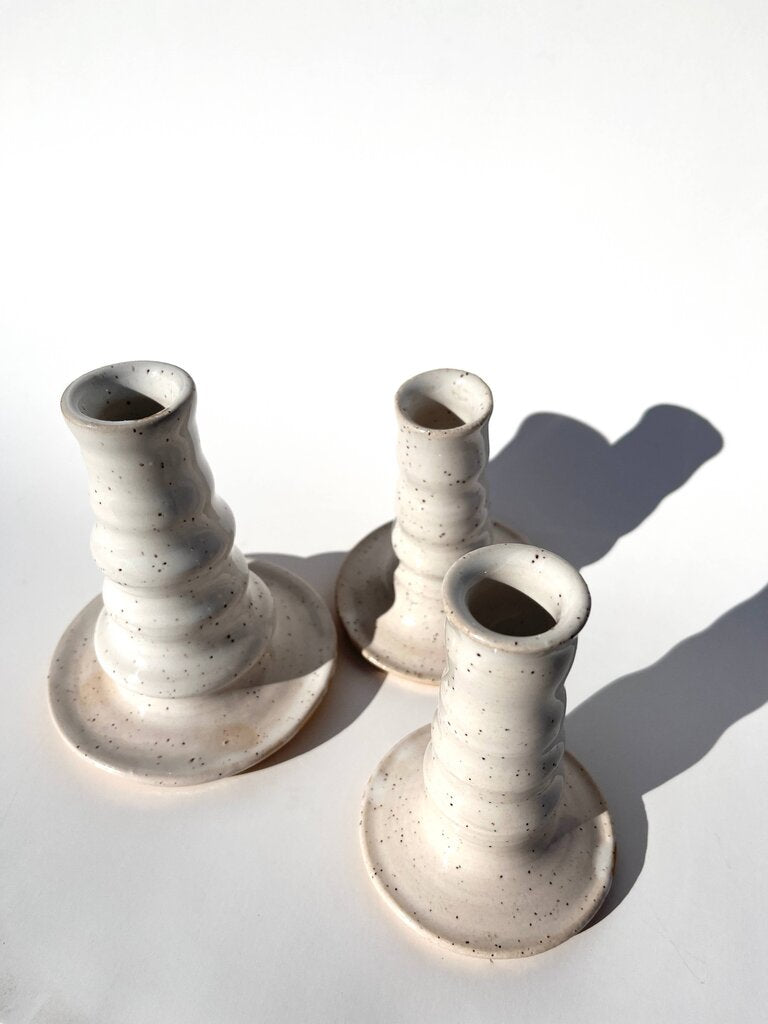 Ninth House Goods - Locally-made White Splatterware Candlestick Holder