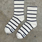 Le Bon Shoppe - Oat + Charcoal Striped Wally Socks