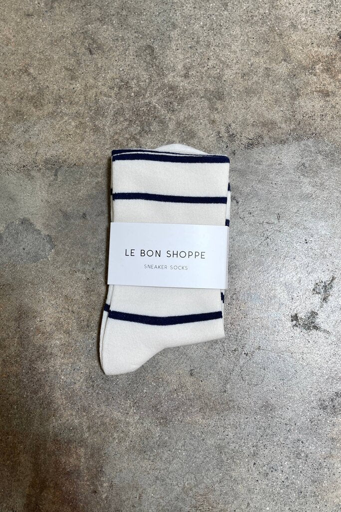 Le Bon Shoppe - Oat + Charcoal Striped Wally Socks