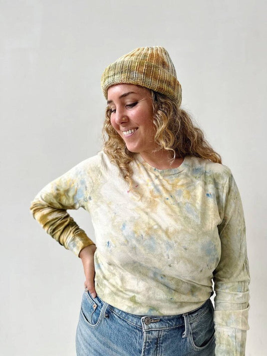 Mira Blackman - Ice-dyed Cotton Beanie - Lichen