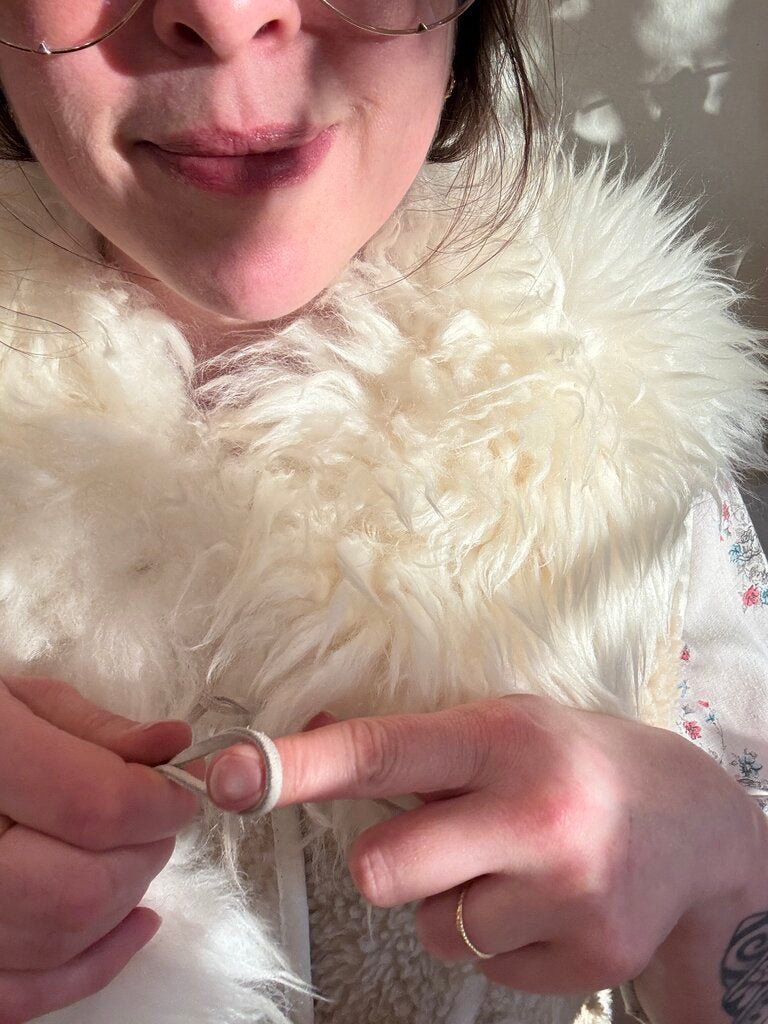 Beija Flor Rituals - Birch Long Shorn Shearling Collar with Poms