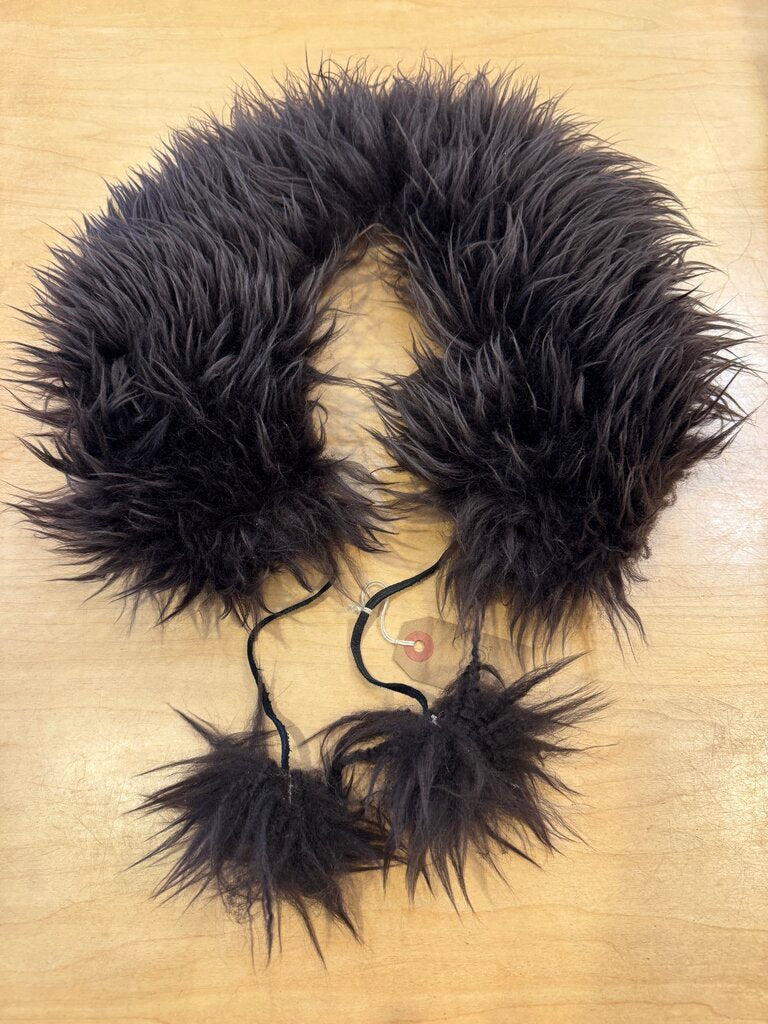 Beija Flor Rituals - Espresso Long Shorn Shearling Collar with Poms