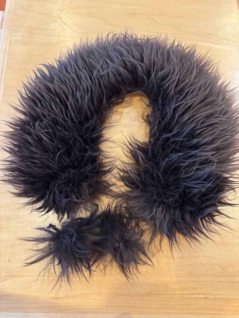 Beija Flor Rituals - Espresso Long Shorn Shearling Collar with Poms