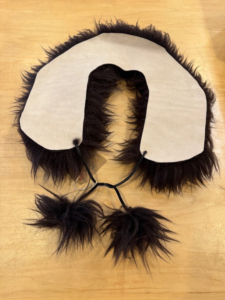 Beija Flor Rituals - Espresso Long Shorn Shearling Collar with Poms