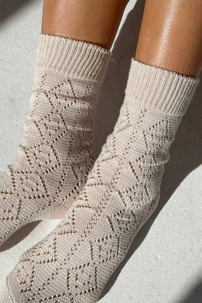 Le Bon Shoppe - Oyster Modal Eyelette Socks