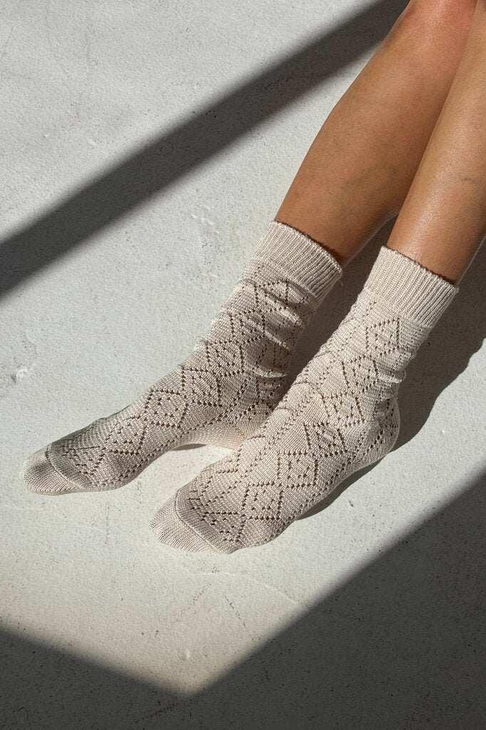 Le Bon Shoppe - Oyster Modal Eyelette Socks