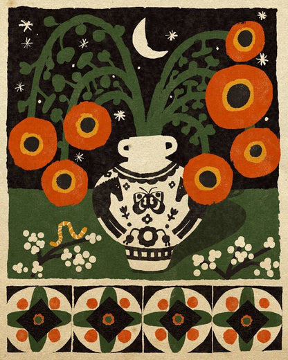 Moonlight Woldflowers - Original Art Print by Anisa Makhoul - Local Artist