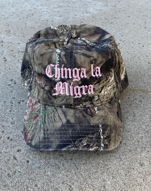 "Chinga la Migra" Mossy Oak Camo Ball Cap