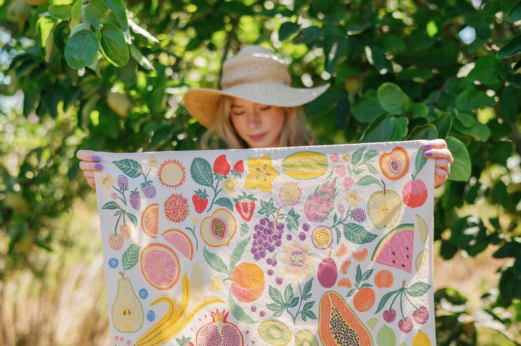 Lili Arnold Studios - Fruit Basket Organic Cotton Tea Towel