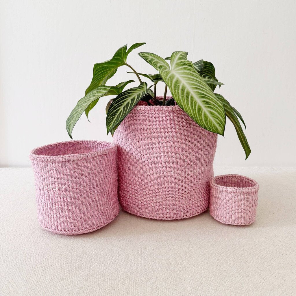 Amsha - Little Lilac Pink Sisal Storage Basket - Woven in Kenya