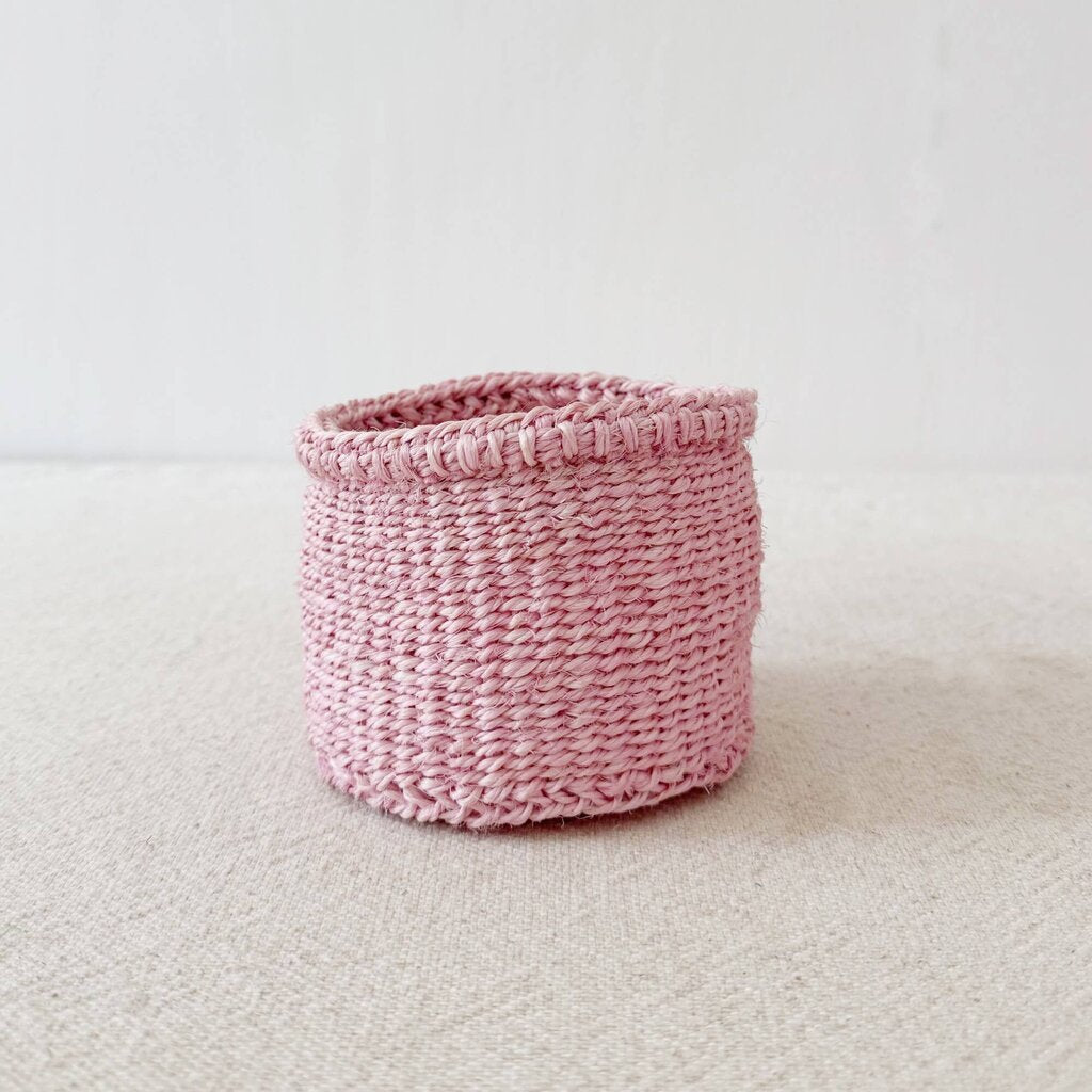 Amsha - Little Lilac Pink Sisal Storage Basket - Woven in Kenya