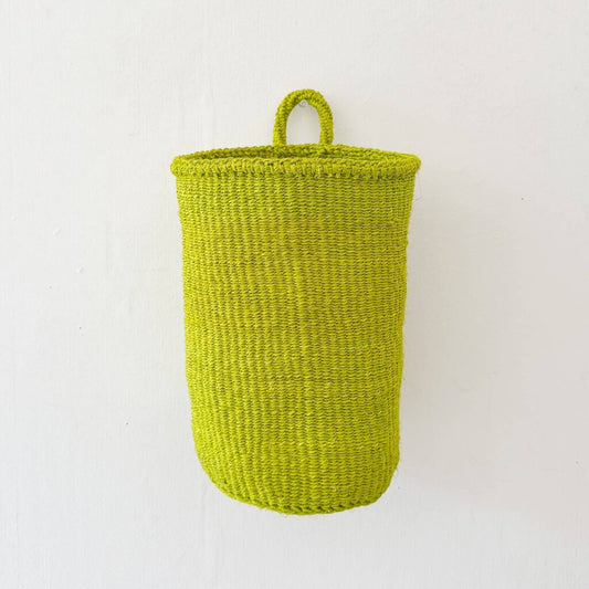 Amsha - Lime Sisal Hanging Basket - Woven in Kenya