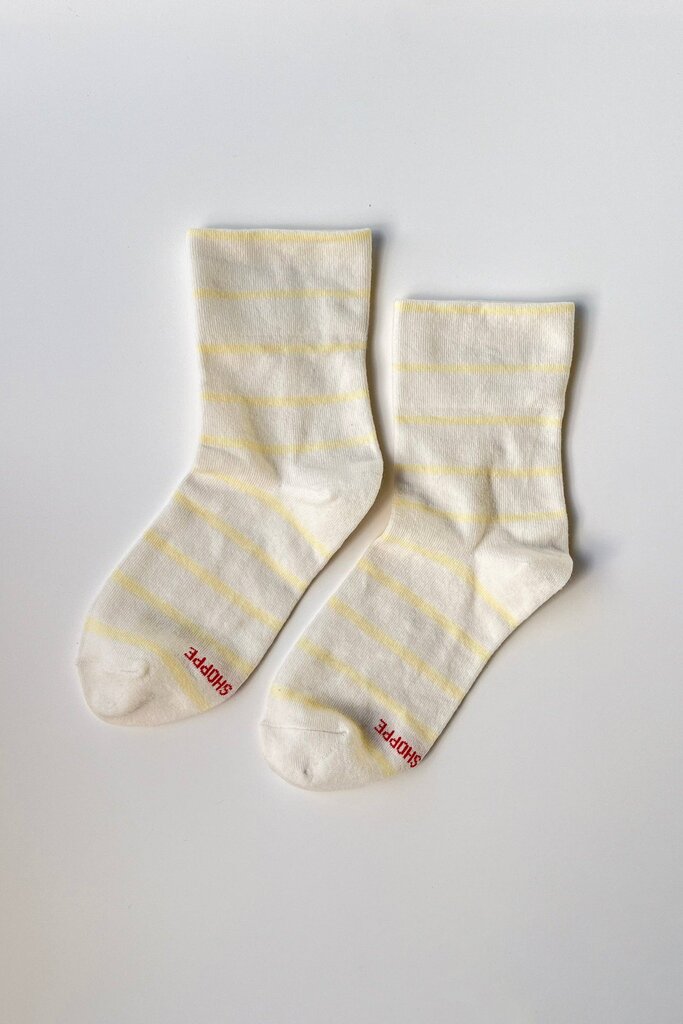 Le Bon Shoppe - Lemon + Cream Striped Wally Socks