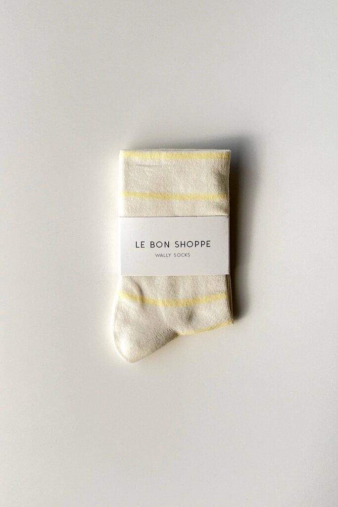 Le Bon Shoppe - Lemon + Cream Striped Wally Socks