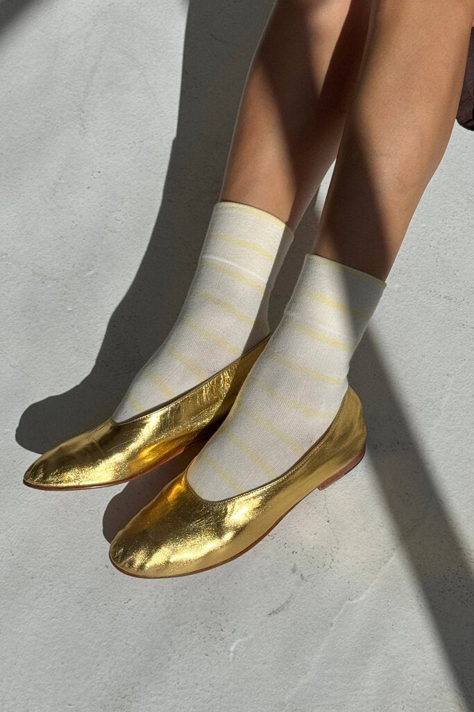 Le Bon Shoppe - Lemon + Cream Striped Wally Socks
