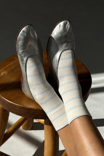 Le Bon Shoppe - Sky + Cream Striped Wally Socks *Shopkeeper's Pick