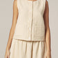 amente - Cream Button-front Crinkle Vest - Large