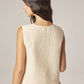 amente - Cream Button-front Crinkle Vest - Large