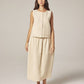 amente - Cream Button-front Crinkle Vest - Large