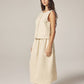 amente - Cream Button-front Crinkle Vest - Large