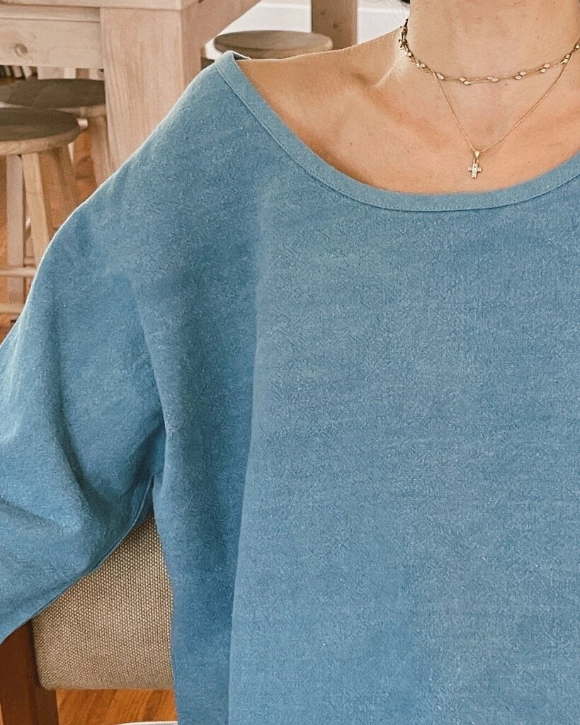 PO-EM - Indigo Handloomed Makers Top - Small