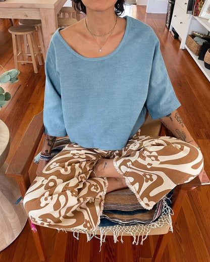 PO-EM - Indigo Handloomed Makers Top - Medium