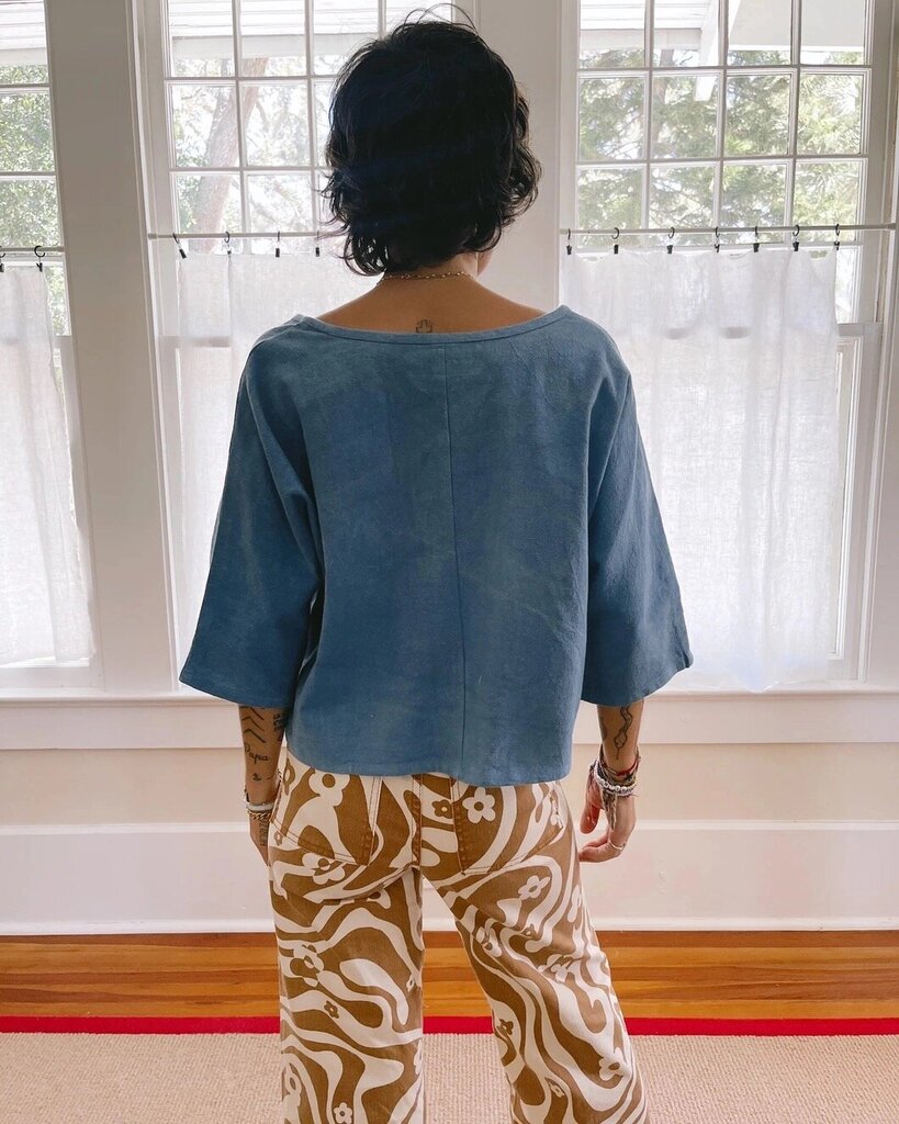 PO-EM - Indigo Handloomed Makers Top - Small