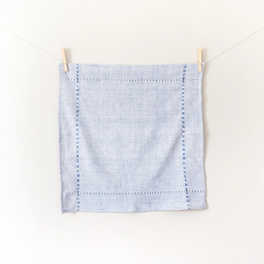 Creative Women - Ethiopian Handwoven Pulled-Cotton Textile - Sky Blue Chambray