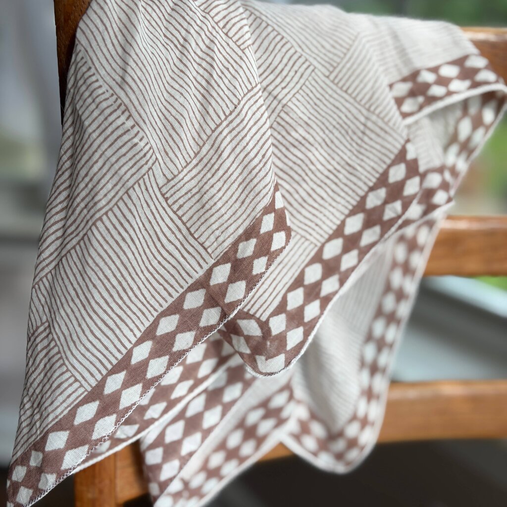 peaceware - Organic Cotton Hand Block-printed Bandana - Cocoa