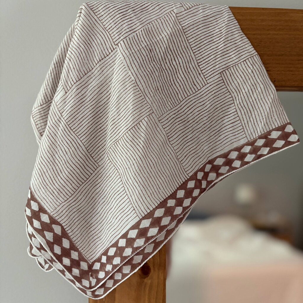 peaceware - Organic Cotton Hand Block-printed Bandana - Cocoa