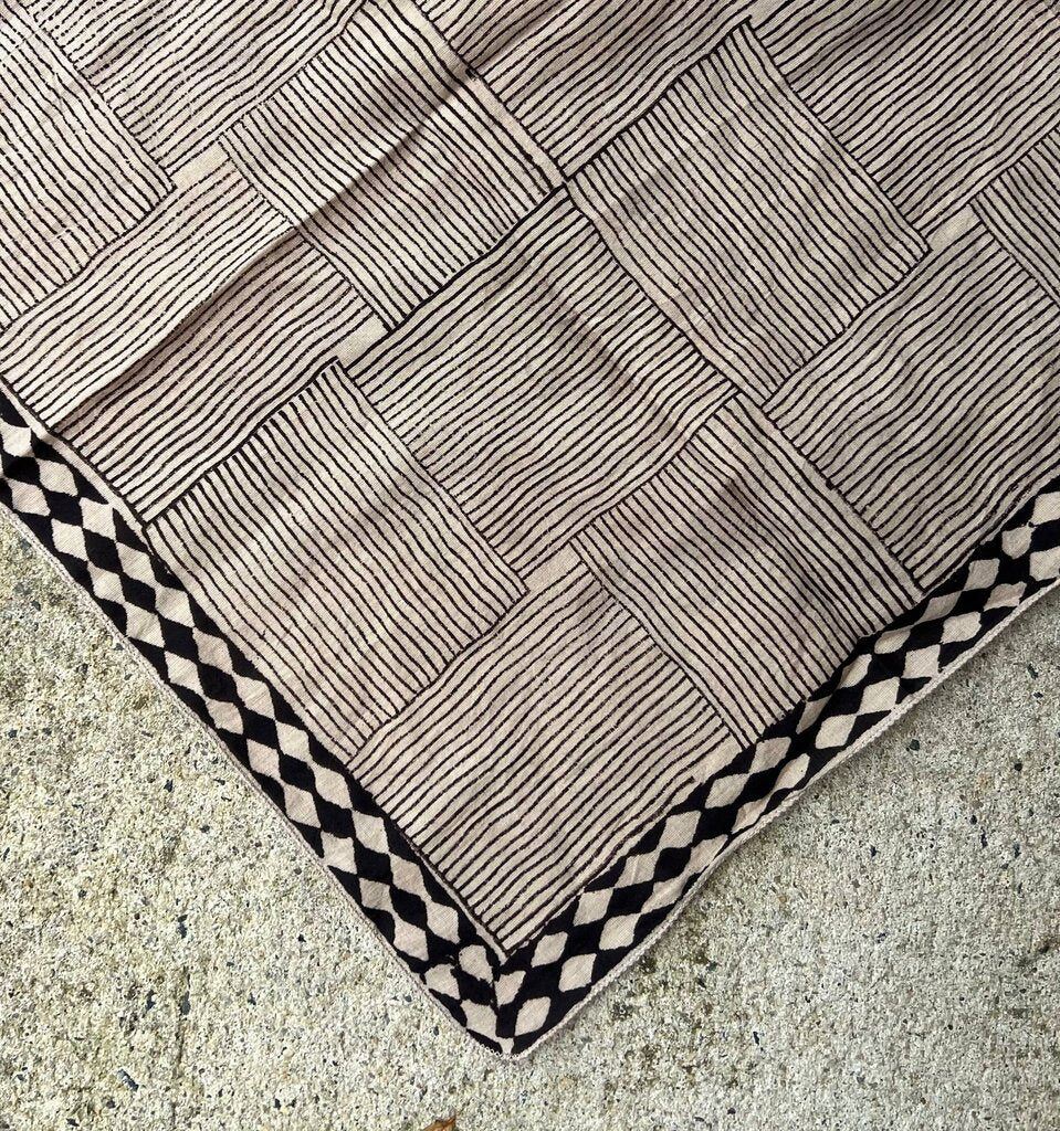 peaceware - Organic Cotton Hand Block-printed Bandana - Black