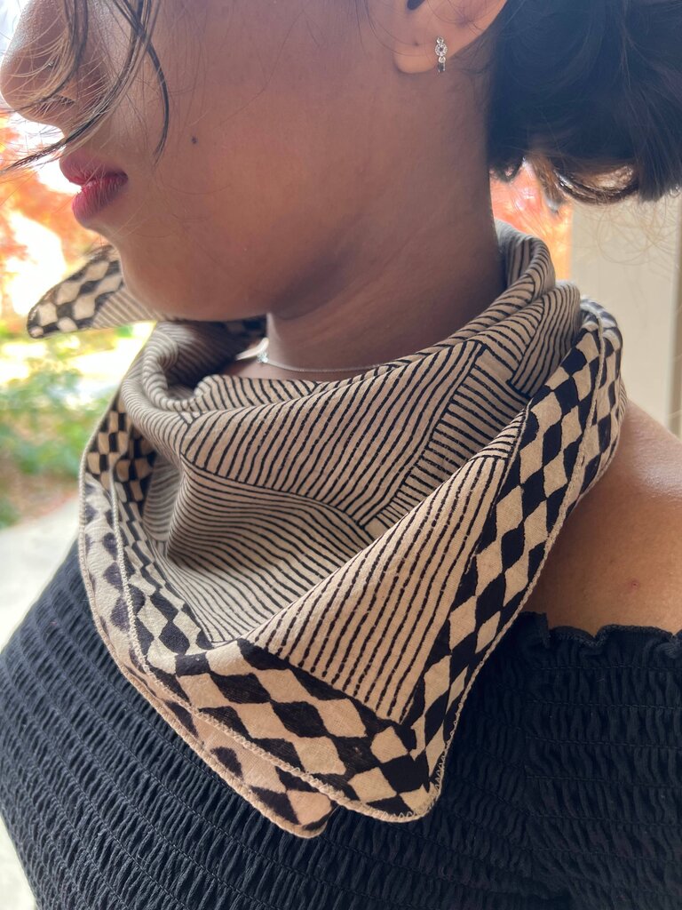 peaceware - Organic Cotton Hand Block-printed Bandana - Black