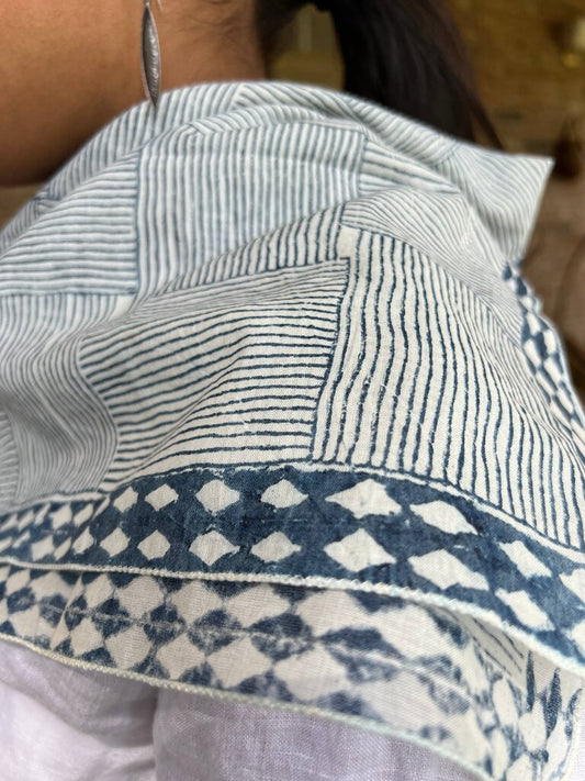 peaceware - Organic Cotton Hand Block-printed Bandana - Indigo