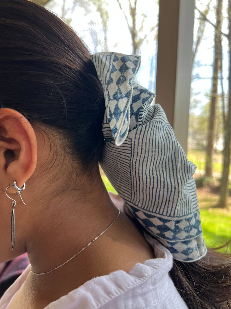 peaceware - Organic Cotton Hand Block-printed Bandana - Indigo