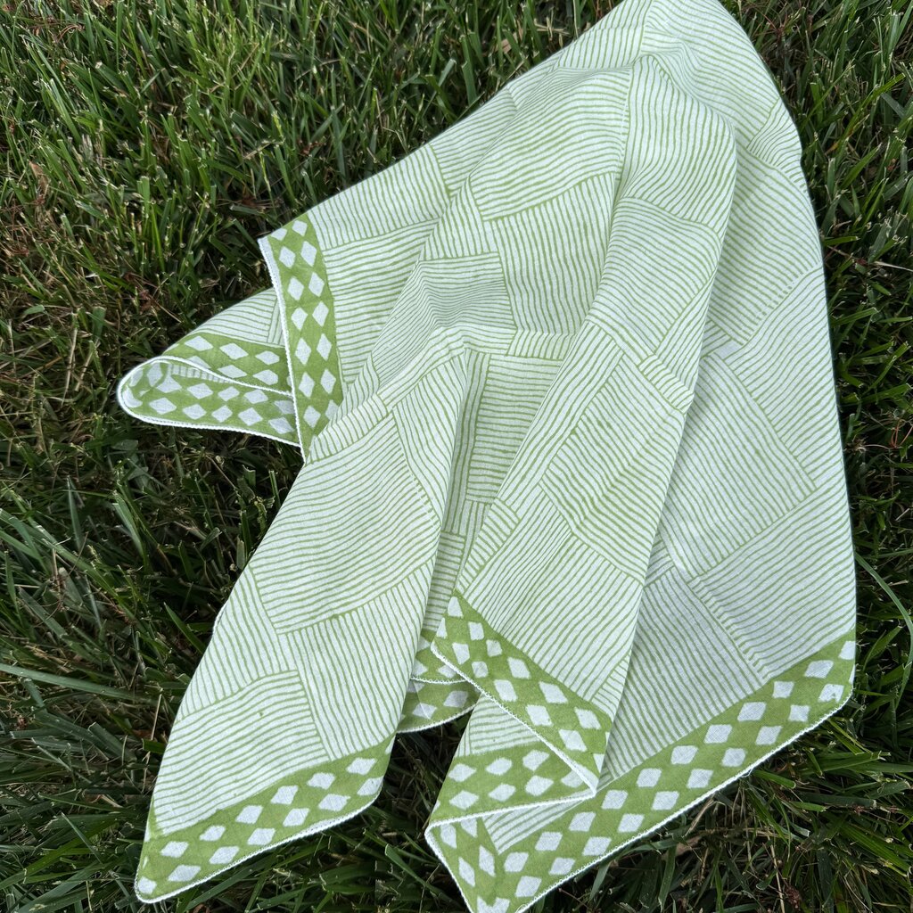 peaceware - Organic Cotton Hand Block-printed Bandana - Green