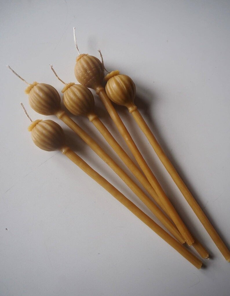 Woven - Handpoured Beeswax Poppy Pod Candle - Cortes Island, BC