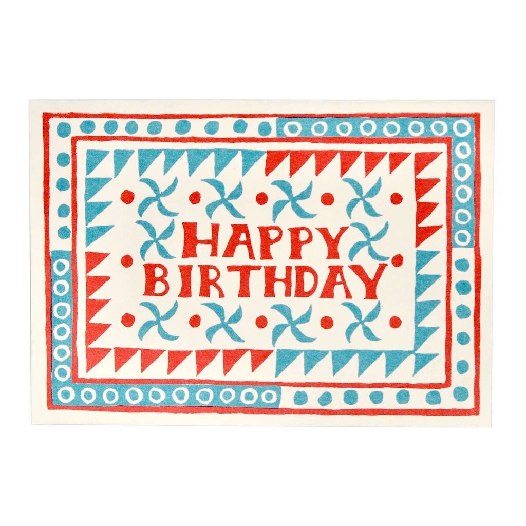 Cambridge Imprint Patternmakers - Triangles & Circles Happy Birthday Greeting Card - Blue