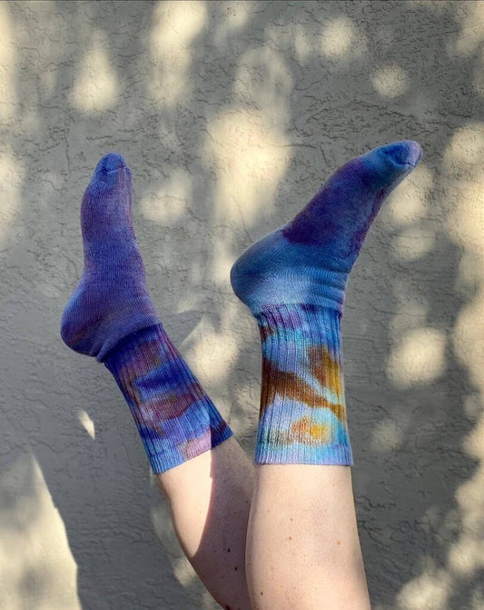 Mira Blackman - Amethyst Ice-dyed Organic Cotton Socks - Large