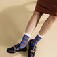 Hansel from Basel - Blue + Brown 70's Stripe Crew Sock