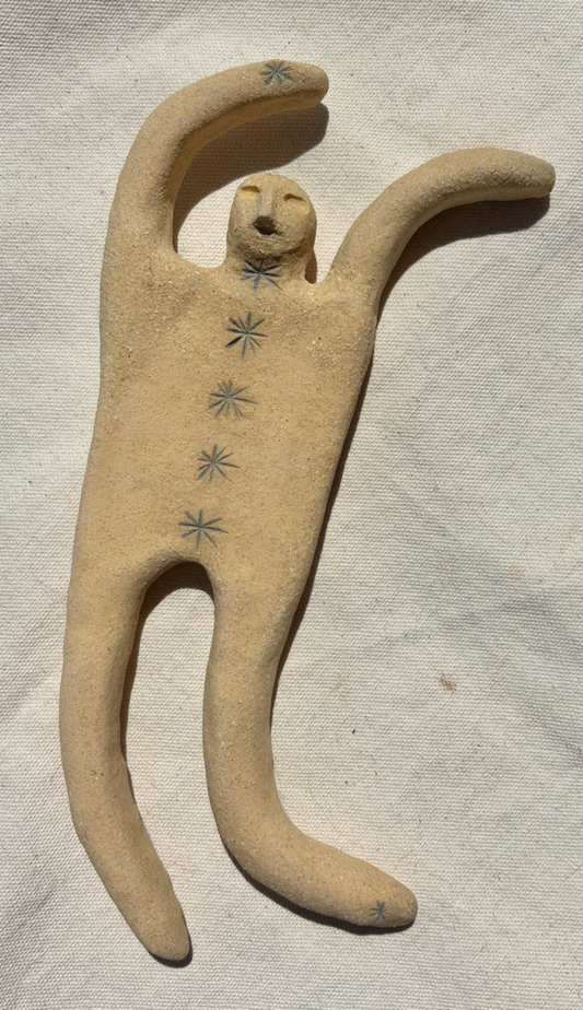 Roaming Barefoot - Stellar Meridian Figure - Ceramic Wall Sculpture